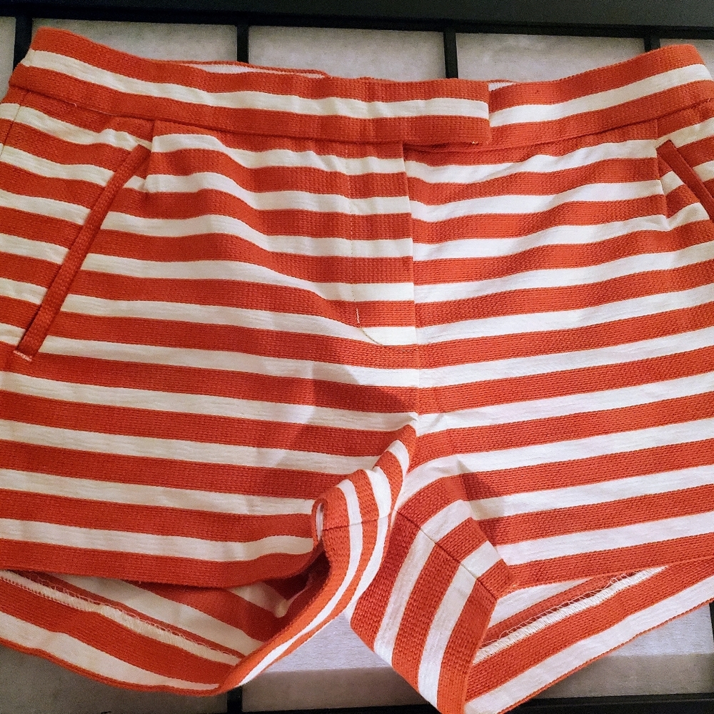 Coral and White J. Crew Shorts
